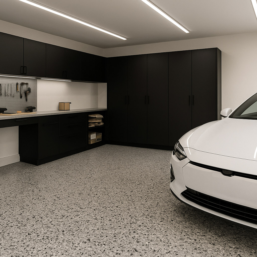 garage-effet-terrazzo alt="Finition avec effet terrazzo signée Béton Surface"