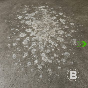 alt="Béton avec traces blanches causées par l’humidité."